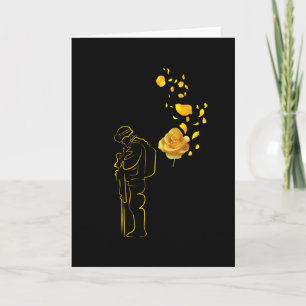 Rose Yellow And Soldiers Veteran Honoring Memorial Card