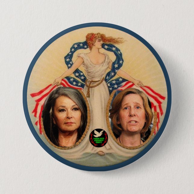 Roseanne Barr / Cindy Sheehan 2012 Button (Front)