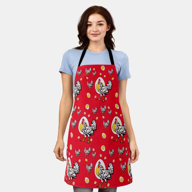 Roseanne Chicken - Funny Roseanne Rooster and Egg Apron (Worn)