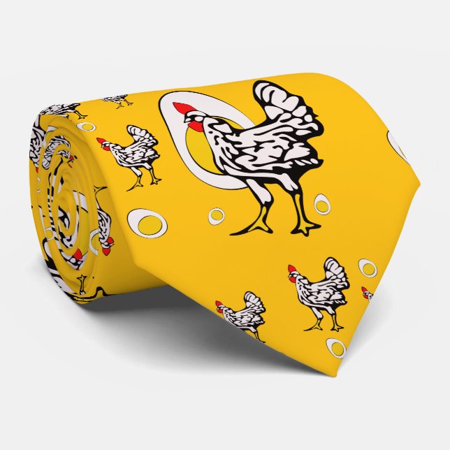 Roseanne Chicken - Funny Roseanne Rooster and Egg Neck Tie (Rolled)