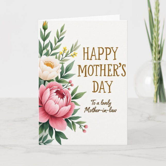 Roseate Bloom Mothers Day Card (Front)