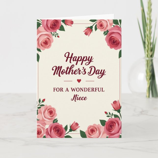 Roseate Mothers Day Wishes Card (Front)