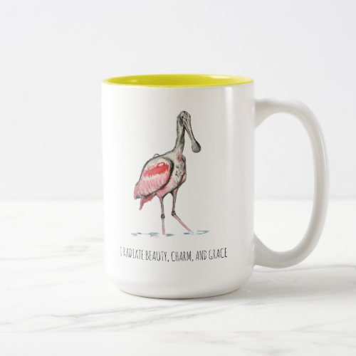 Roseate Spoonbill Affirmations Two_Tone Coffee Mug