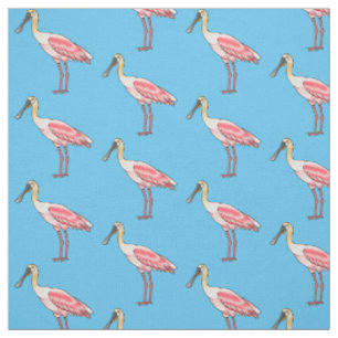 Roseate spoonbill bird cartoon illustration  fabric