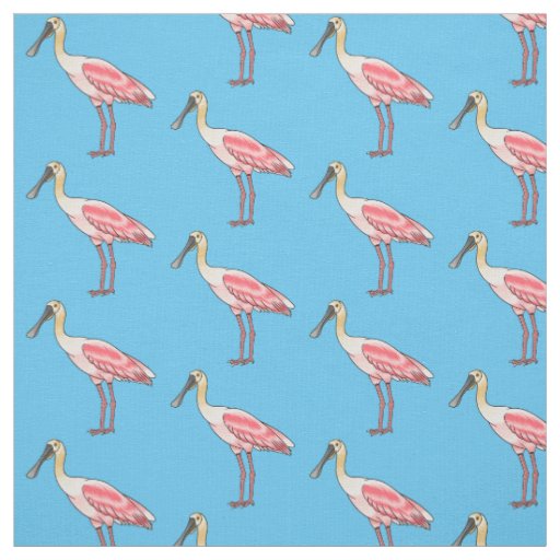 Roseate spoonbill bird cartoon illustration  fabric