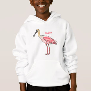 Roseate spoonbill bird cartoon illustration hoodie