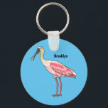 Roseate spoonbill bird cartoon illustration  keychain<br><div class="desc">Roseate spoonbill bird cartoon illustration</div>