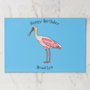 Roseate spoonbill bird cartoon illustration paper pad