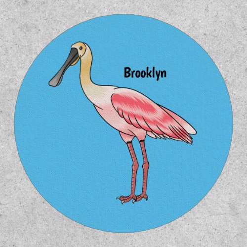 Roseate spoonbill bird cartoon illustration  patch