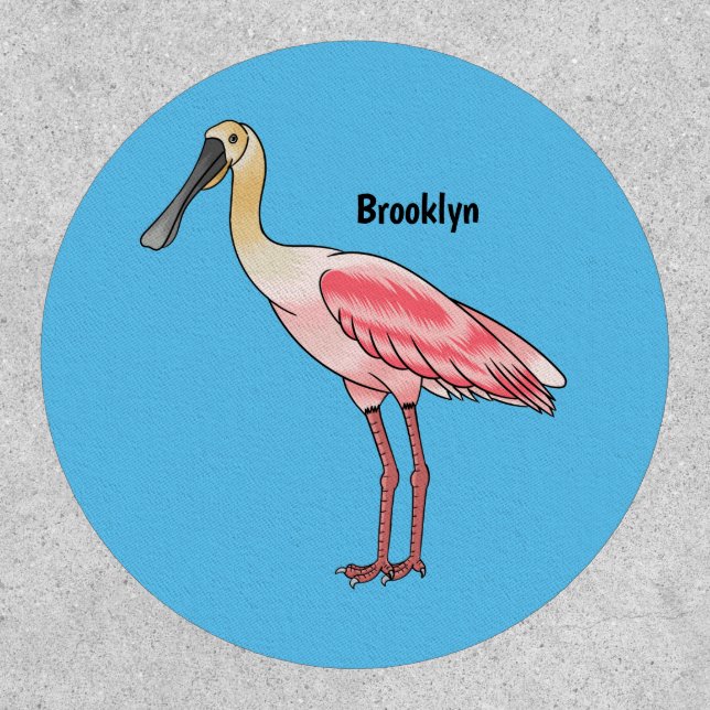 Roseate spoonbill bird cartoon illustration  patch (Front)