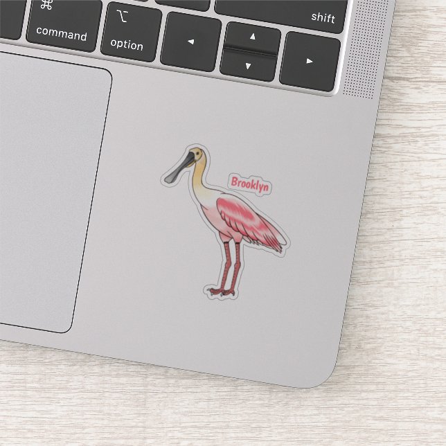 Roseate spoonbill bird cartoon illustration  sticker (Detail)