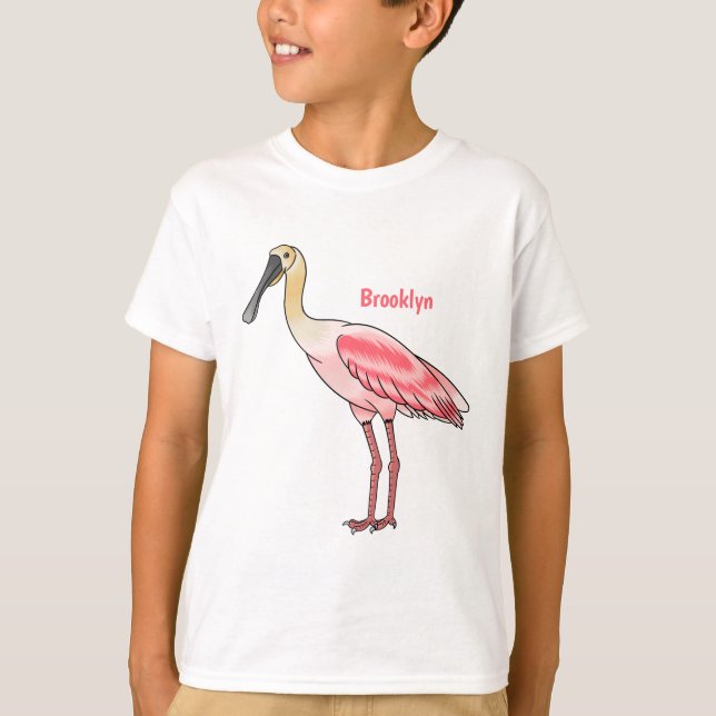 Roseate spoonbill bird cartoon illustration T-Shirt (Front)