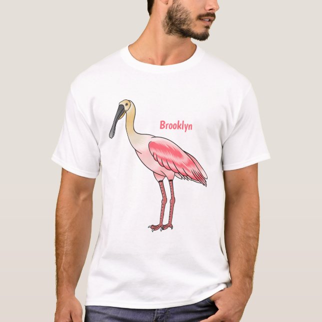 Roseate spoonbill bird cartoon illustration T-Shirt (Front)