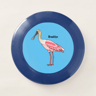 Roseate spoonbill bird cartoon illustration Wham-O frisbee