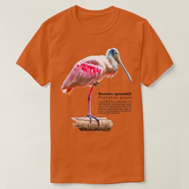 Roseate spoonbill bird near the sea T-Shirt (Design Front)