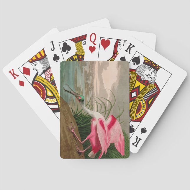 Roseate Spoonbill Birds of America Audubon Print Poker Cards (Back)