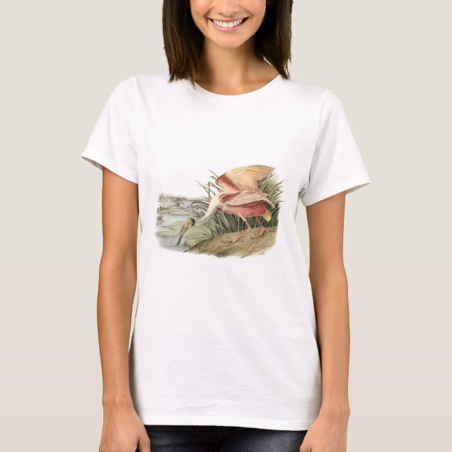 Roseate Spoonbill by Audubon T-Shirt (Front)