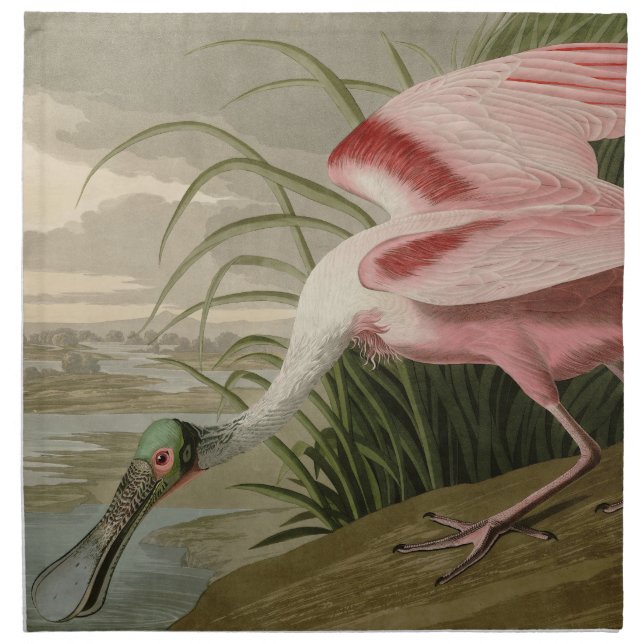 Roseate Spoonbill from Audubon's Birds of America Cloth Napkin (Front)