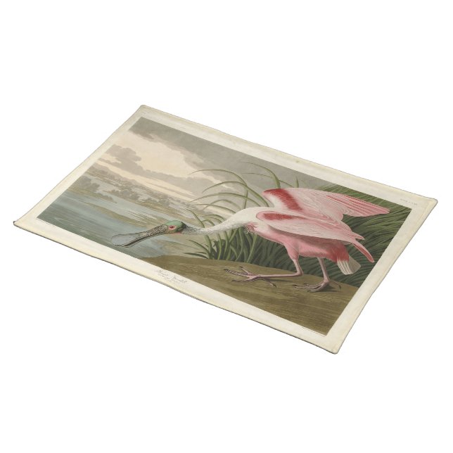 Roseate Spoonbill from Audubon's Birds of America Cloth Placemat (On Table)