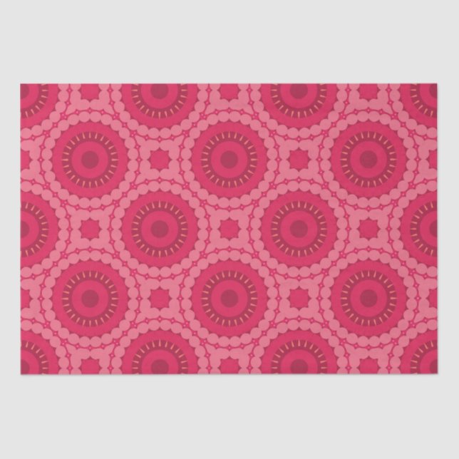 Roseberry Pink Boho Chic Ethnic Geometric Pattern Tissue Paper (Front)