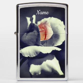 Rosebud Black And White Partial Personalized Zippo Lighter