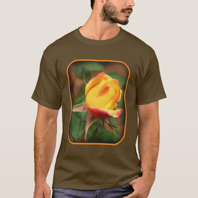 Rosebud Floral Art Photo Painting  T-Shirt (Front)