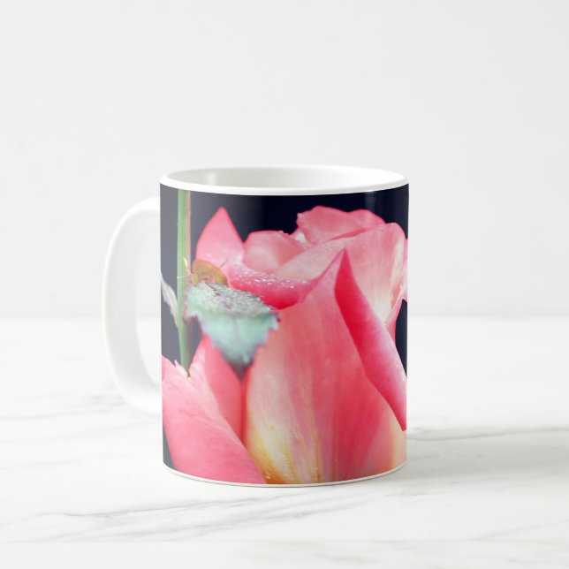 Rosebud Flower Delight Personalized Coffee Mug (Front Left)