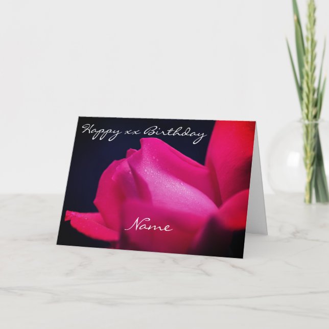 Rosebud Flower Personalized Birthday Card (Front)