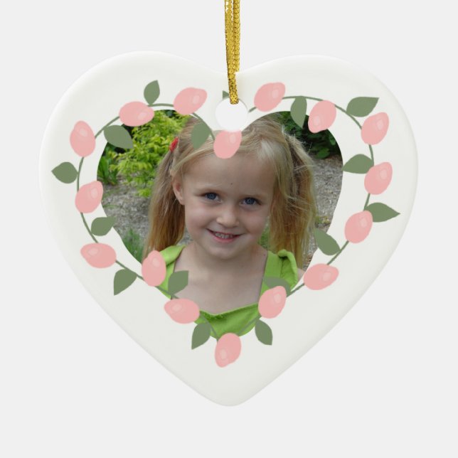 Rosebud Heart Personalized Keepsake Ornament (Front)