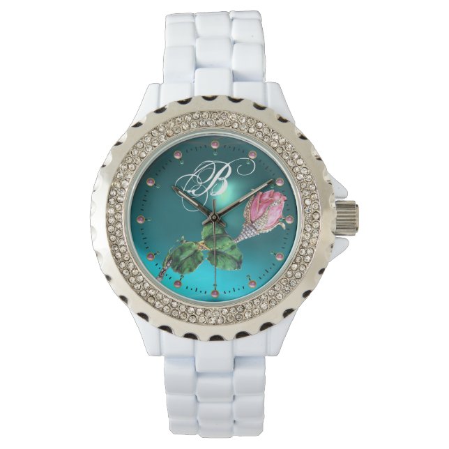 ROSEBUD JEWEL AND DIAMONDS MONOGRAM Blue Gem Watch (Front)