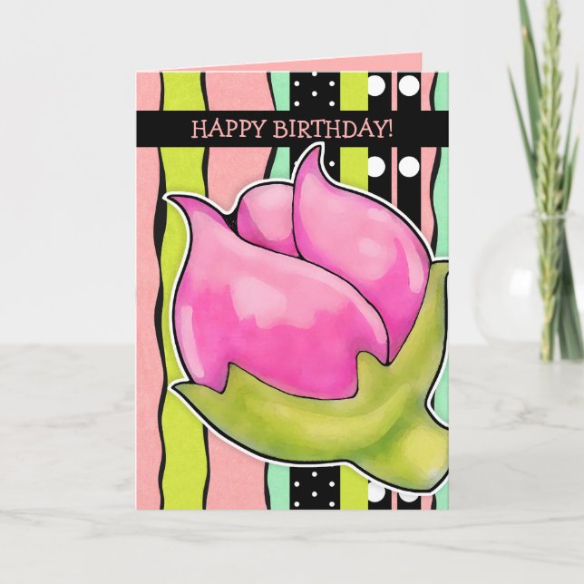 Rosebud Joy color Birthday Card (Front)