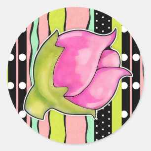 Rosebud Joy color Round Sticker