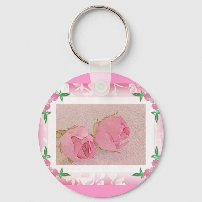 Rosebud Keychain...Wedding Favor Keychain (Front)