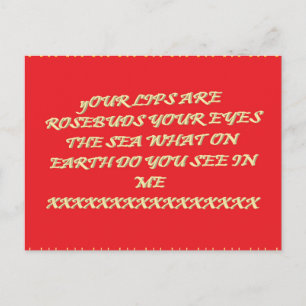 Rosebud lips eyes like the sea romance Valentine Postcard