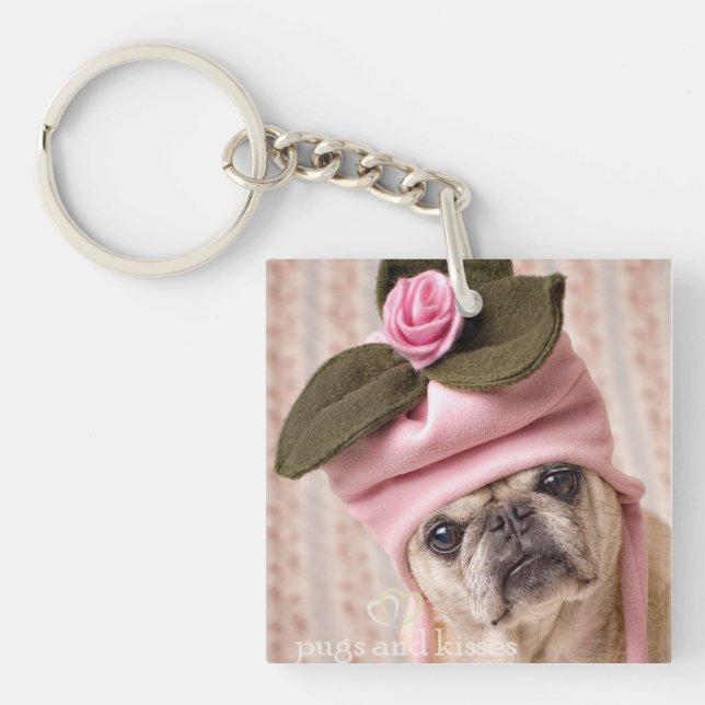 Rosebud Pug Key Chain (Front)