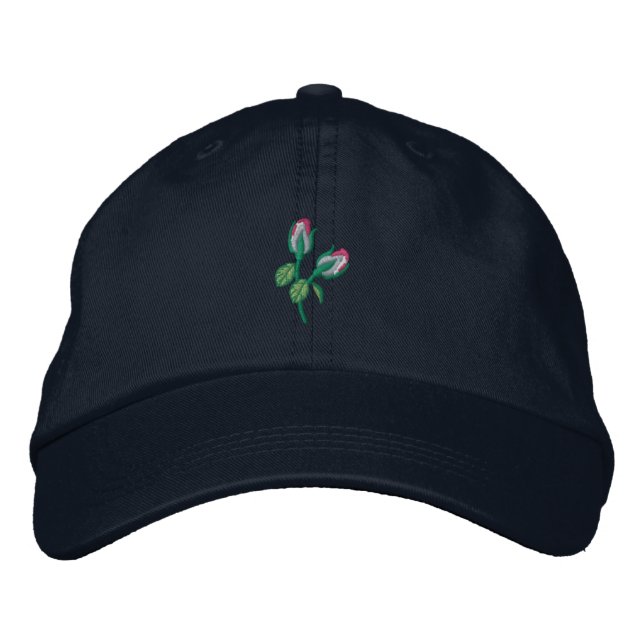 Rosebuds Embroidered Baseball Hat (Front)