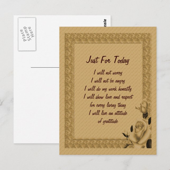 Rosebuds Just For Today Inspirational  Postcard (Front/Back)