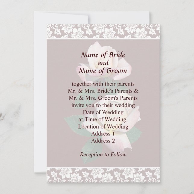 Rosebuds Variety Pristine Wedding Invitation Set (Front)