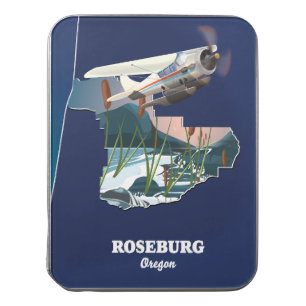 Roseburg Oregon retro travel map. Jigsaw Puzzle