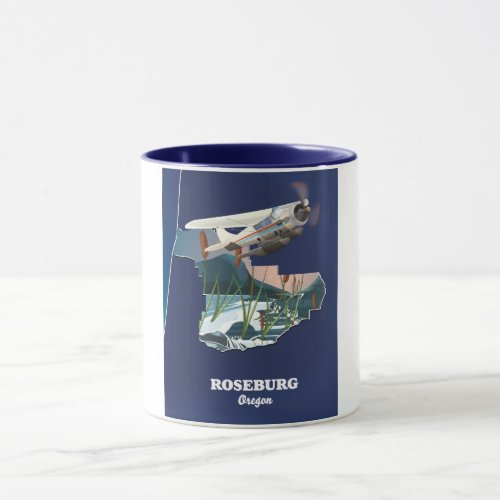 Roseburg oregon retro travel map mug