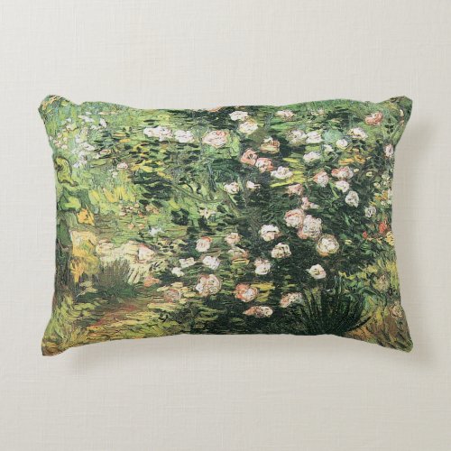 Rosebush in Blossom by Vincent van Gogh Accent Pillow