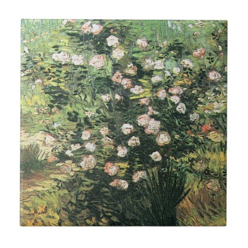 Rosebush in Blossom by Vincent van Gogh Ceramic Tile