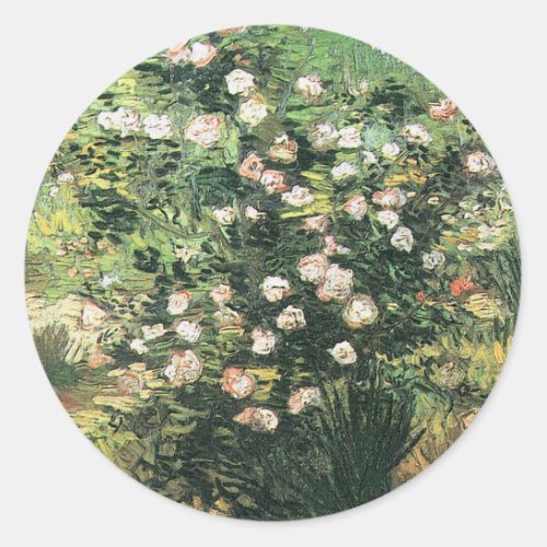 Rosebush in Blossom by Vincent van Gogh Classic Round Sticker