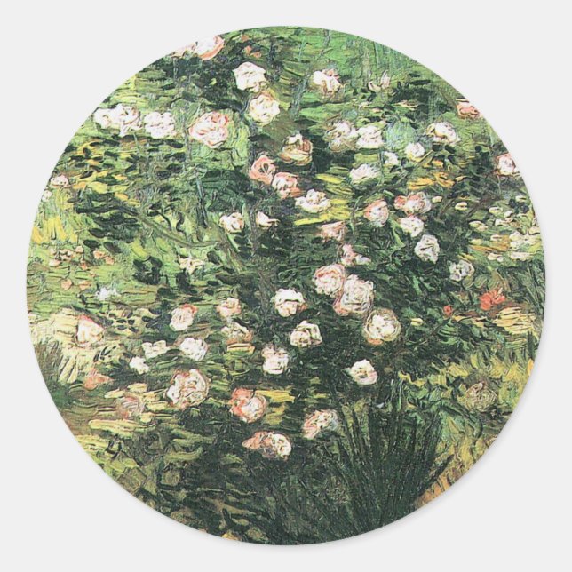 Rosebush in Blossom by Vincent van Gogh Classic Round Sticker (Front)