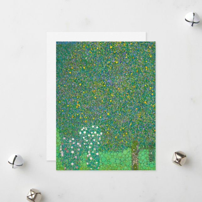 Rosebushes under the Trees by After Gustav Klimt Holiday Card (Front/Back In Situ)