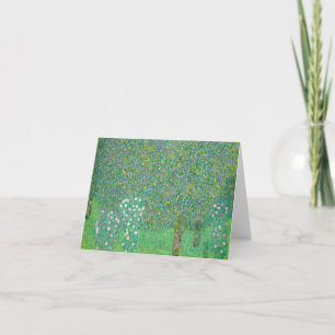 Rosebushes under the Trees by Gustav Klimt Letterpress Thank You Card