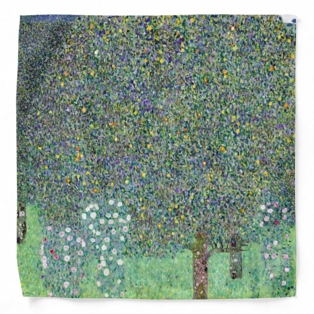 Rosebushes Under The Trees, Gustav Klimt Bandana (Front)