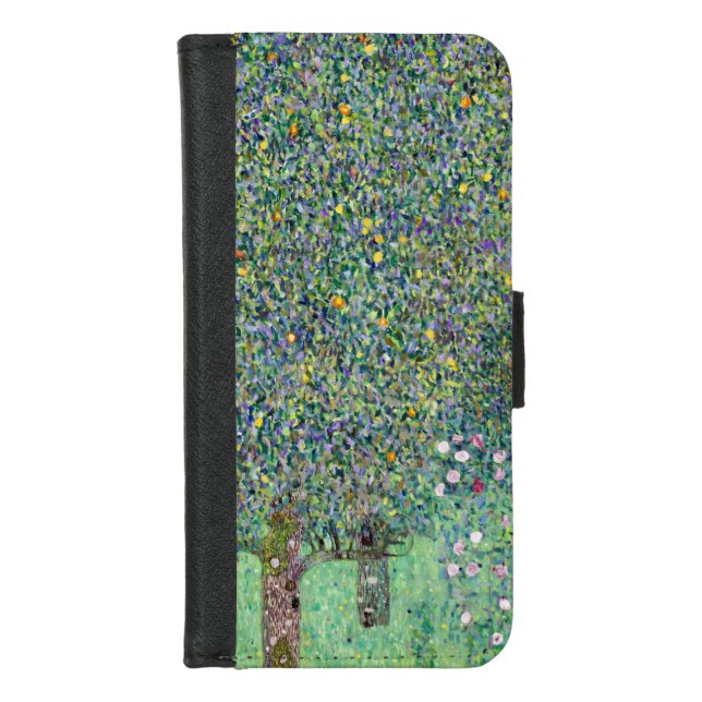 Rosebushes Under The Trees, Gustav Klimt iPhone Wallet Case (Front)