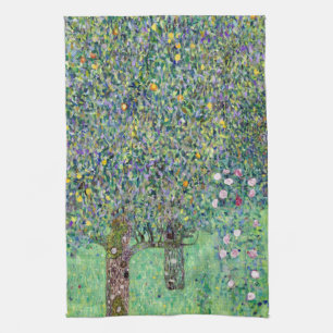 Rosebushes Under The Trees, Gustav Klimt Kitchen Towel