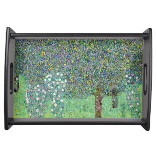 Rosebushes Under The Trees, Gustav Klimt Serving Tray